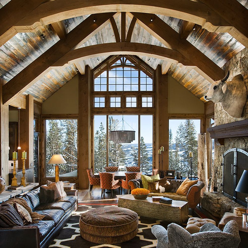 Team performing home building and remodeling work inside a Big Sky - MT mountain residence during renovation